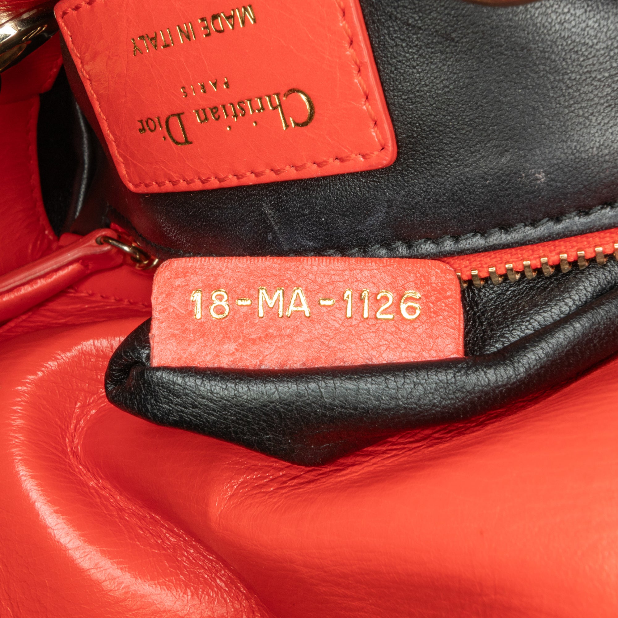 Dior | Pre-Owned Mini Calfskin Sequin Embellished Lady - II | Red