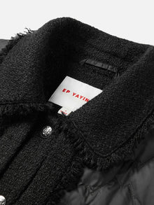 Wool Boucle Patchwork Down Jacket | Black