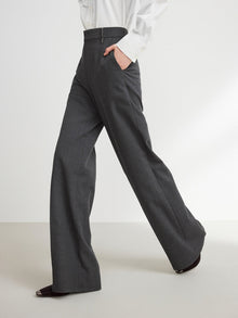 Wool Wide-Leg Pants | Grey