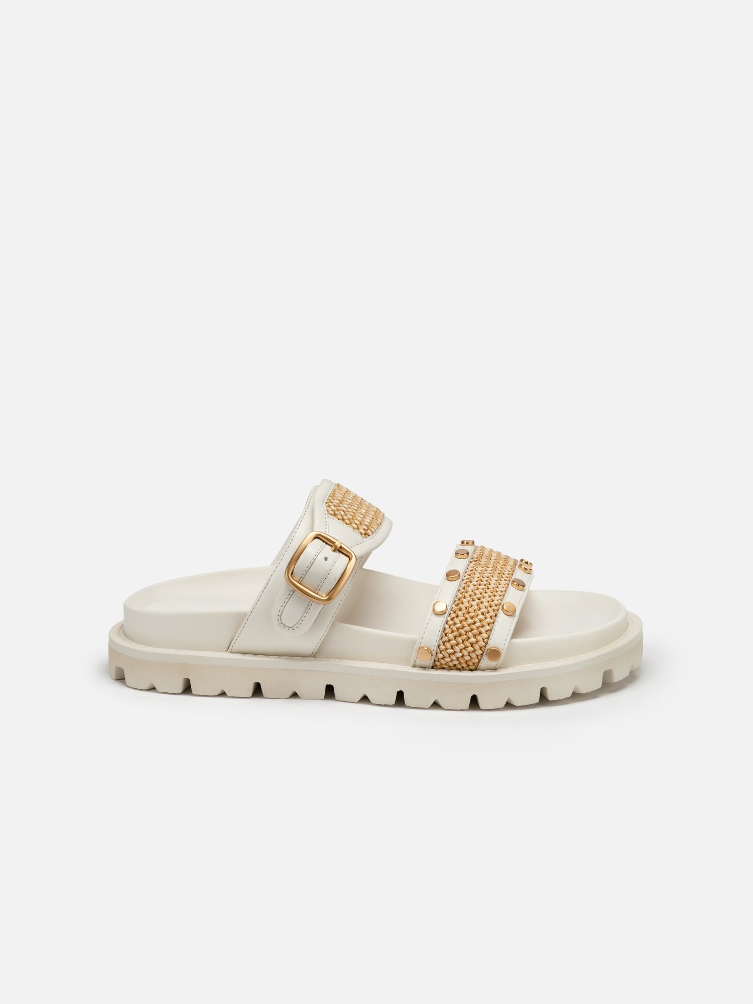 Comfortable Thick-soled Buckle Slippers | White