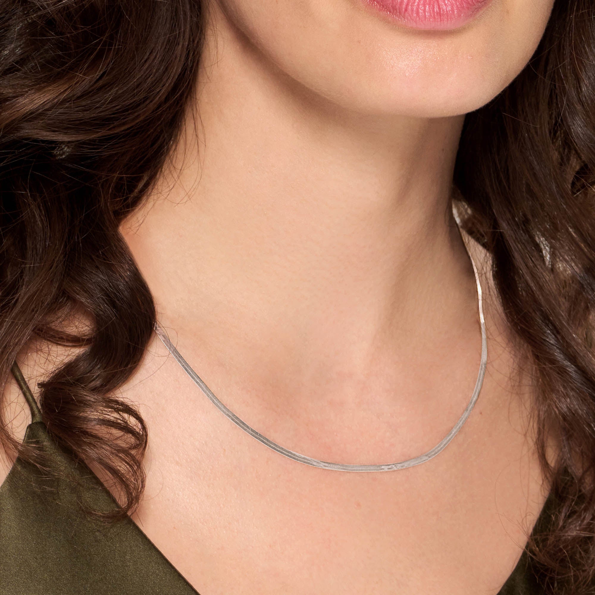 Womens | Bold Herringbone Chain Necklace | Sterling Silver