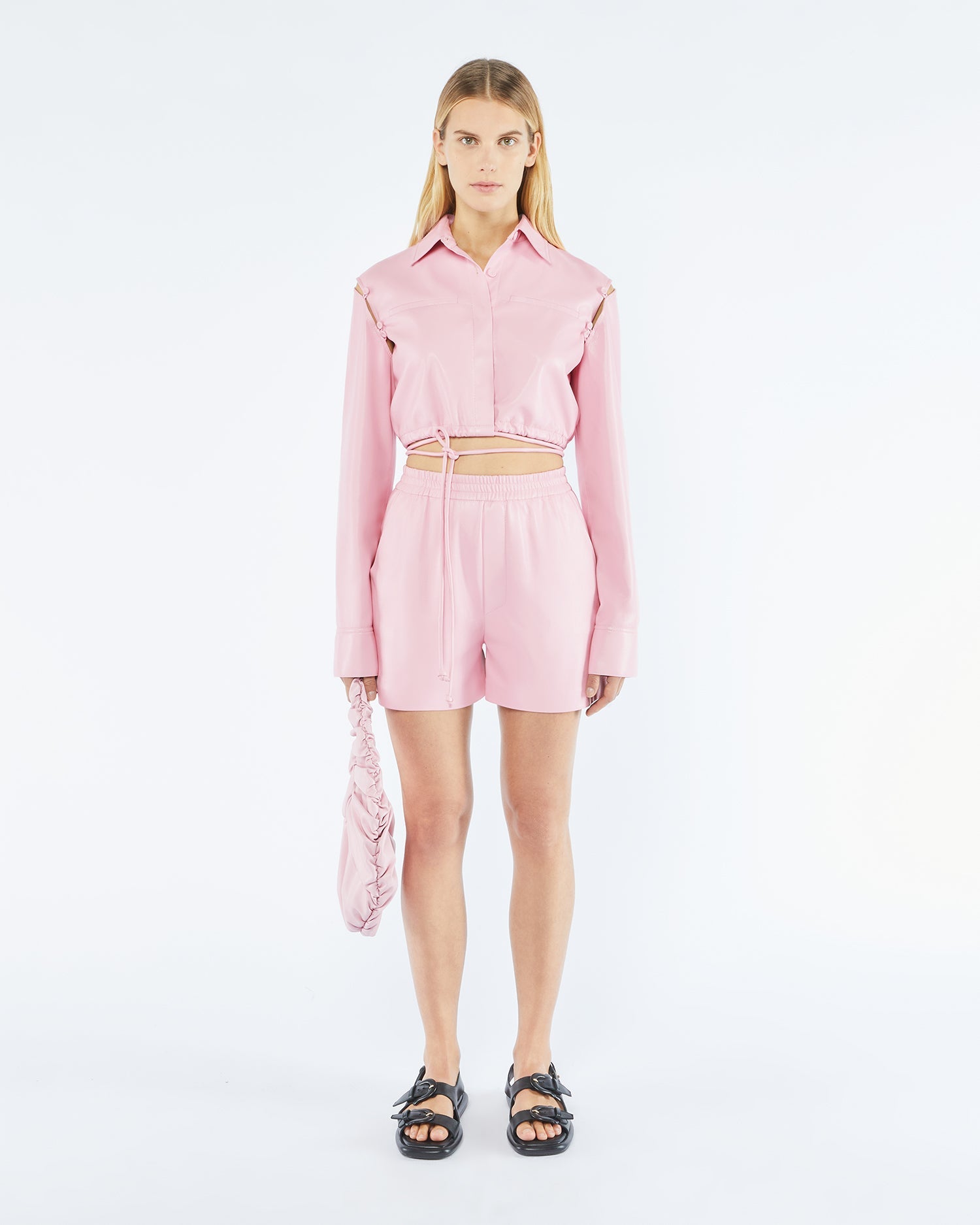 Brenna Okobor Alt-Leather Shorts | Pink