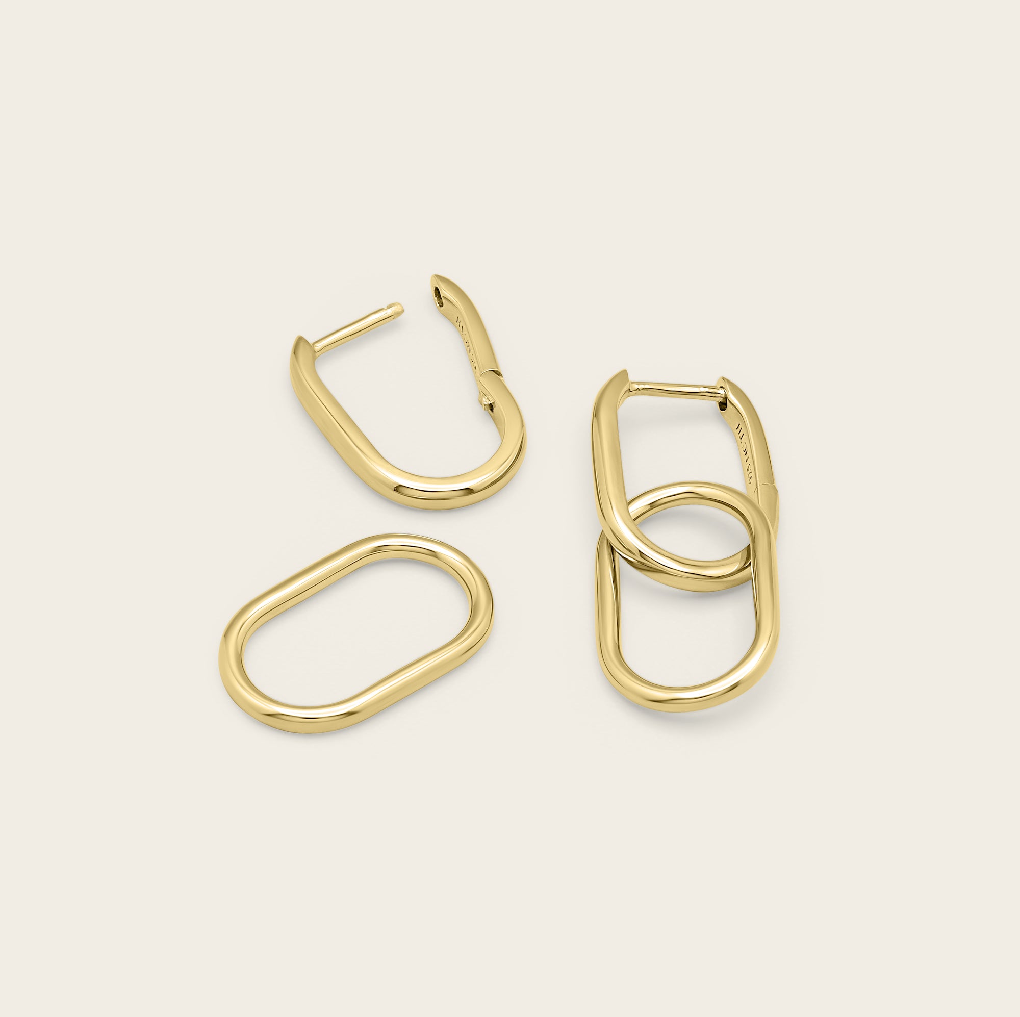 Womens | Convertible Paperclip Dangle Hoops | 18K Gold Vermeil