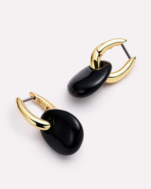 Kayla Drop Earrings | 14K Gold on Brass | Black Recycled Glass