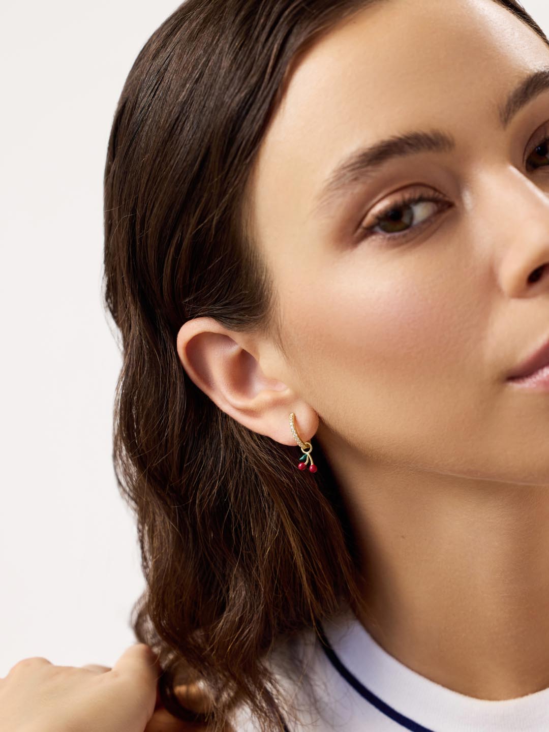 14K Gold Plated Red Enamel Pull On Fruits Earring Charms For Women Ana Luisa Cherry Charms