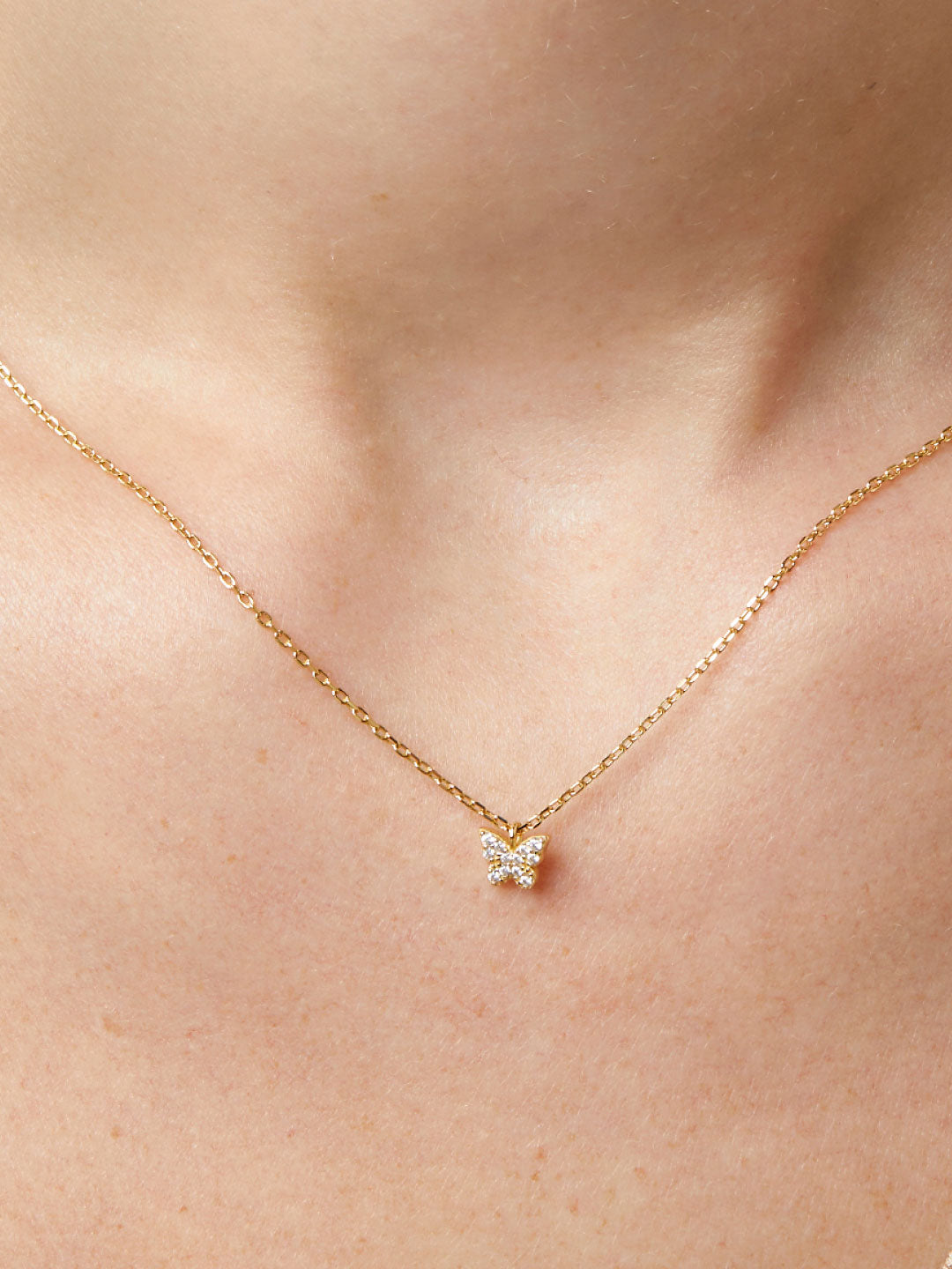 Souryaz Butterfly Necklace | 14K Gold on Sterling Silver | Cubic Zirconia