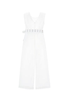 Girls | Long Playsuit With Belt | White