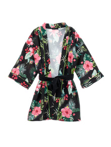 Girls | Jungle Print Kimono Jacket | Black