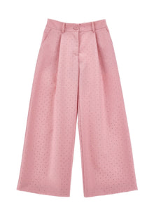 Girls | Viscose Trousers With Rhinestones | FairyTale Pink