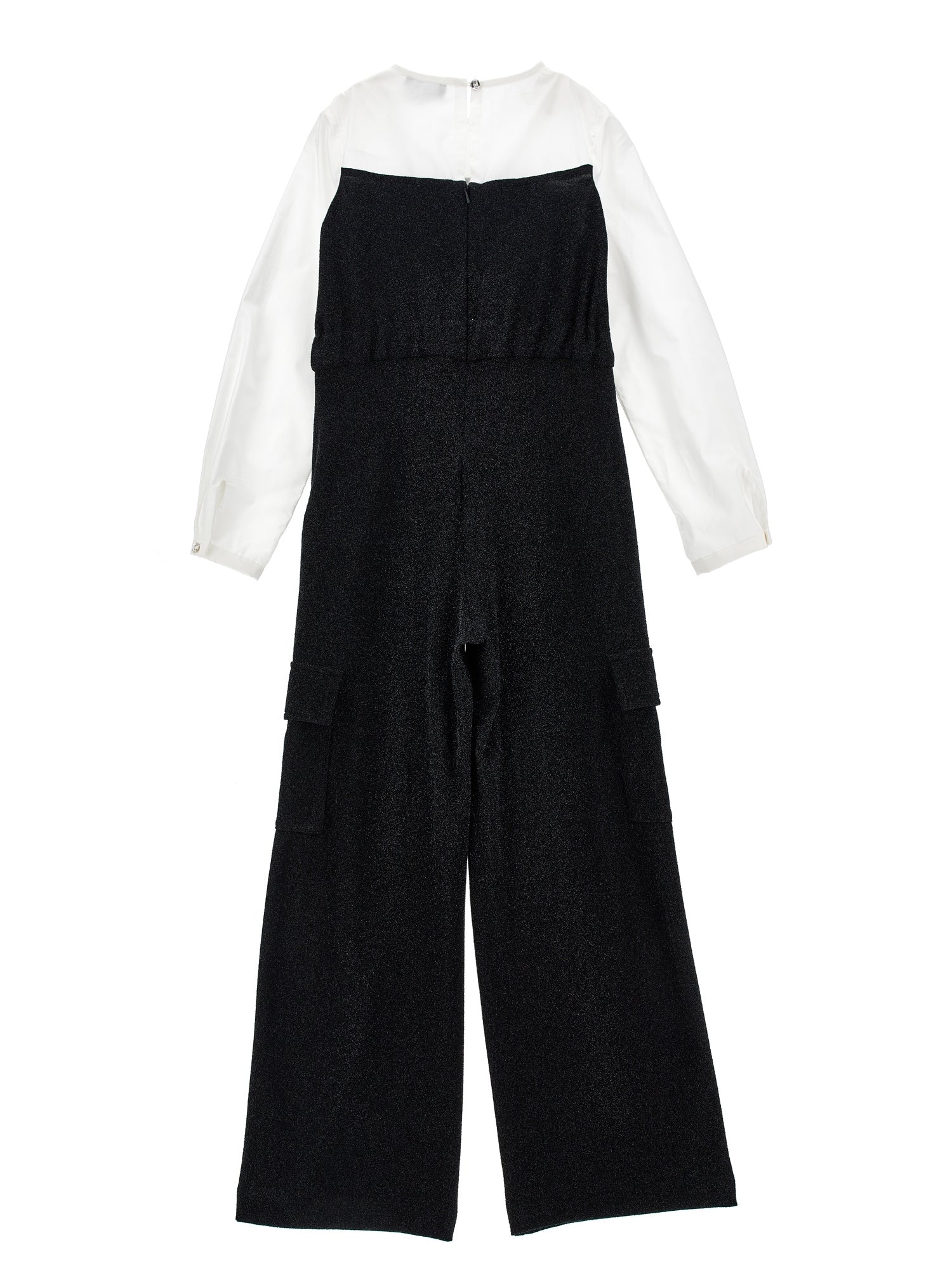 Girls | Two-Tone Glitter Jumpsuit | Black/Cream
