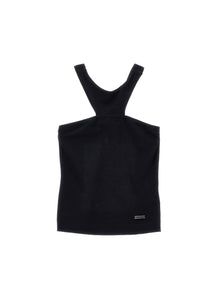 Girls | Organic Cotton Tank Top With Cut Out | Black