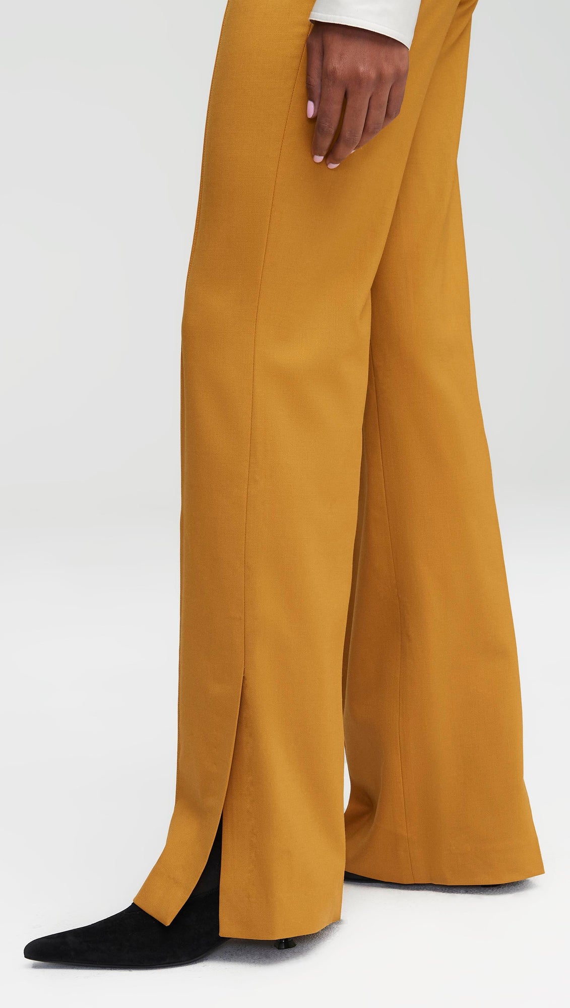 Slim Pintuck Trouser in Seasonless Wool | Mustard