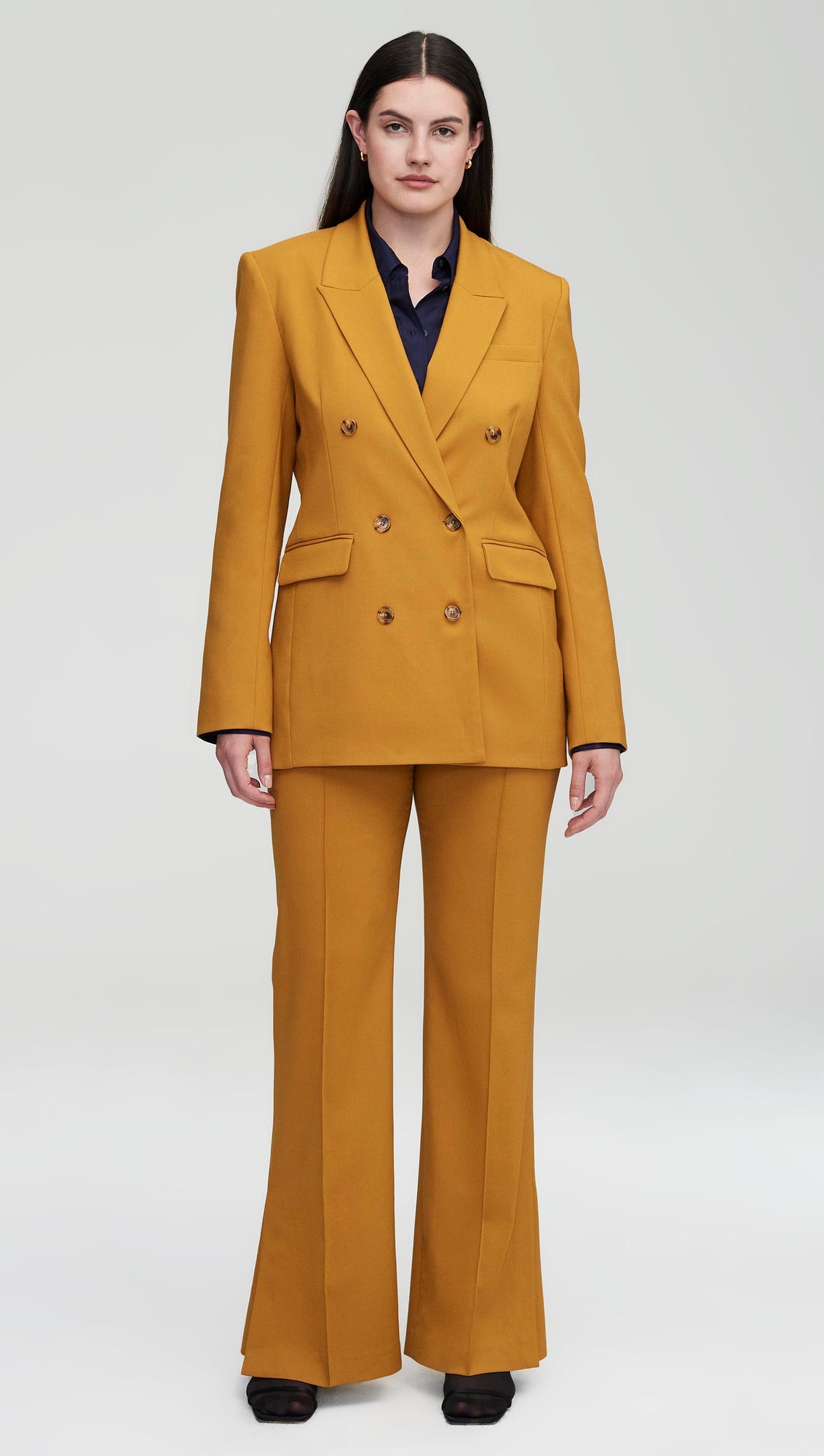 Slim Pintuck Trouser in Seasonless Wool | Mustard