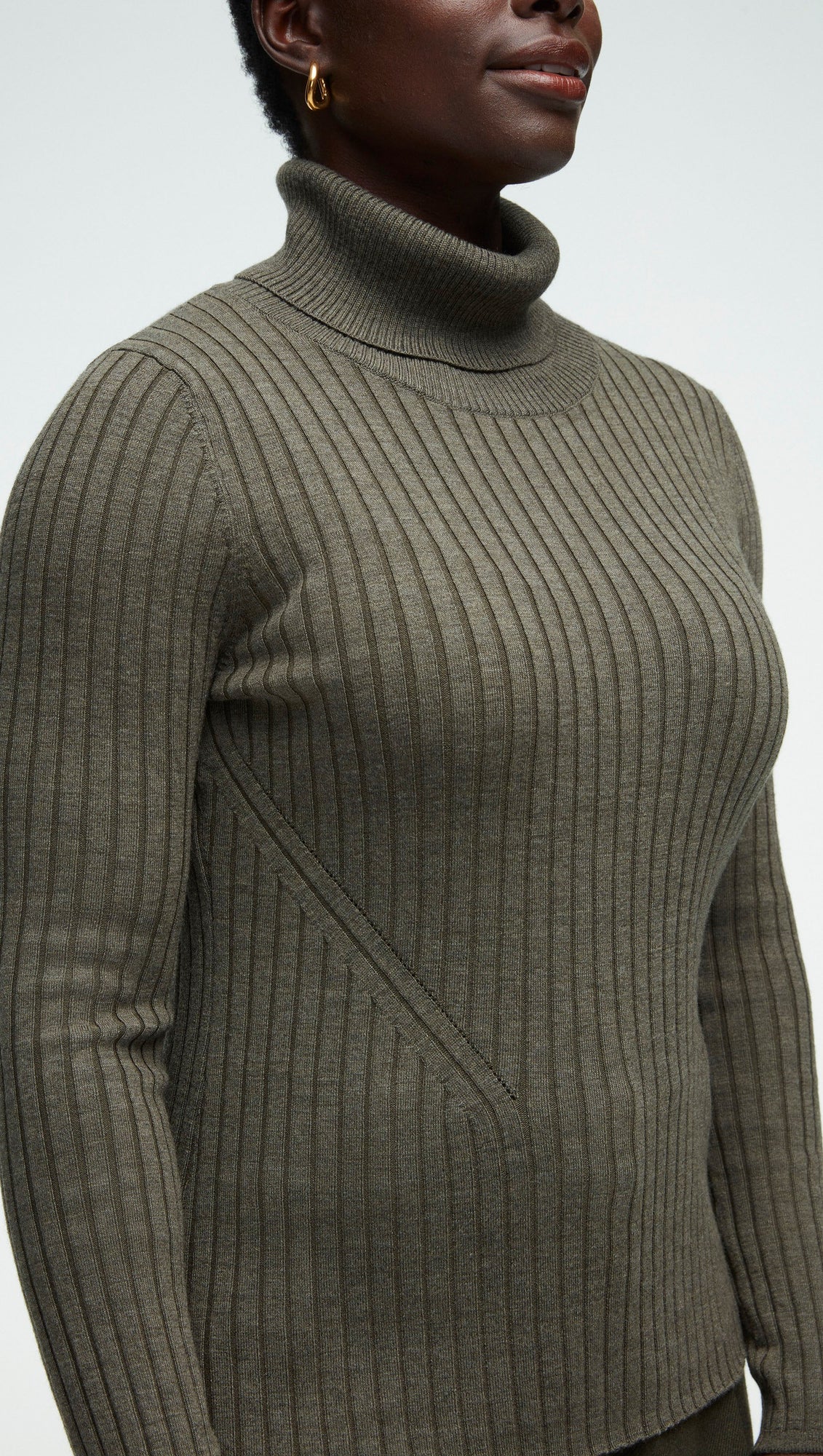 Ribbed Turtleneck in Merino Wool | Hunter