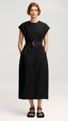 Bib Dress in Cotton Twill | Black