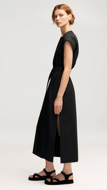 Bib Dress in Cotton Twill | Black