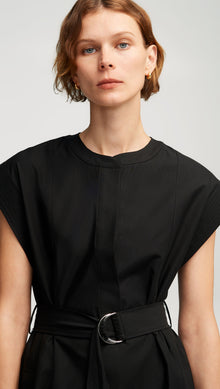 Bib Dress in Cotton Twill | Black