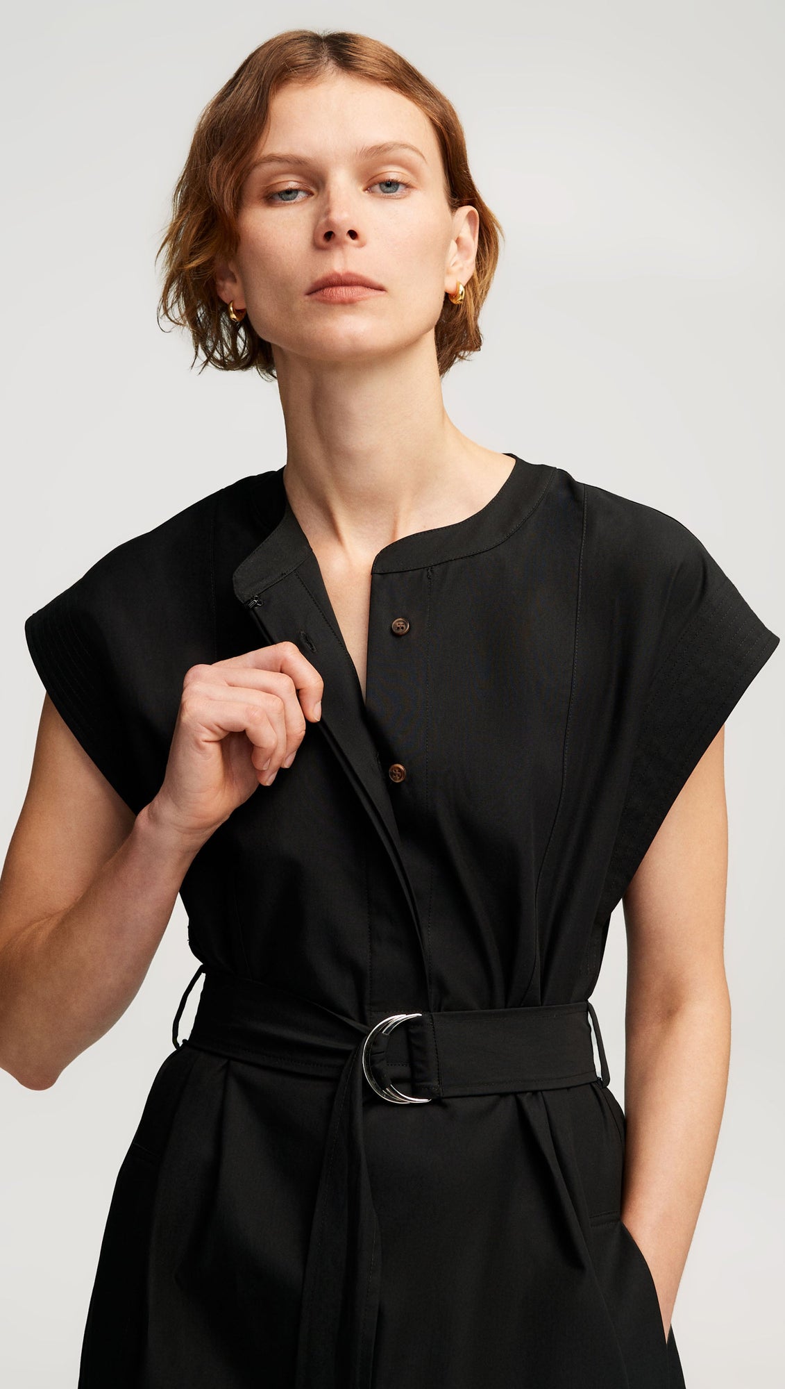 Bib Dress in Cotton Twill | Black