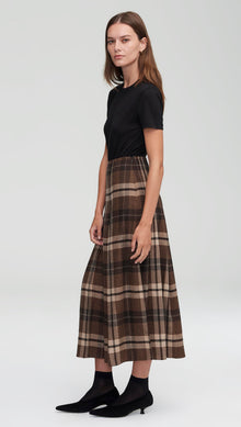 Work Skirt in Wool Plaid | Brown Plaid