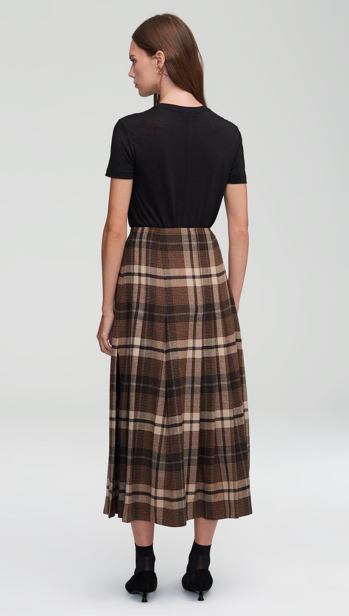 Work Skirt in Wool Plaid | Brown Plaid