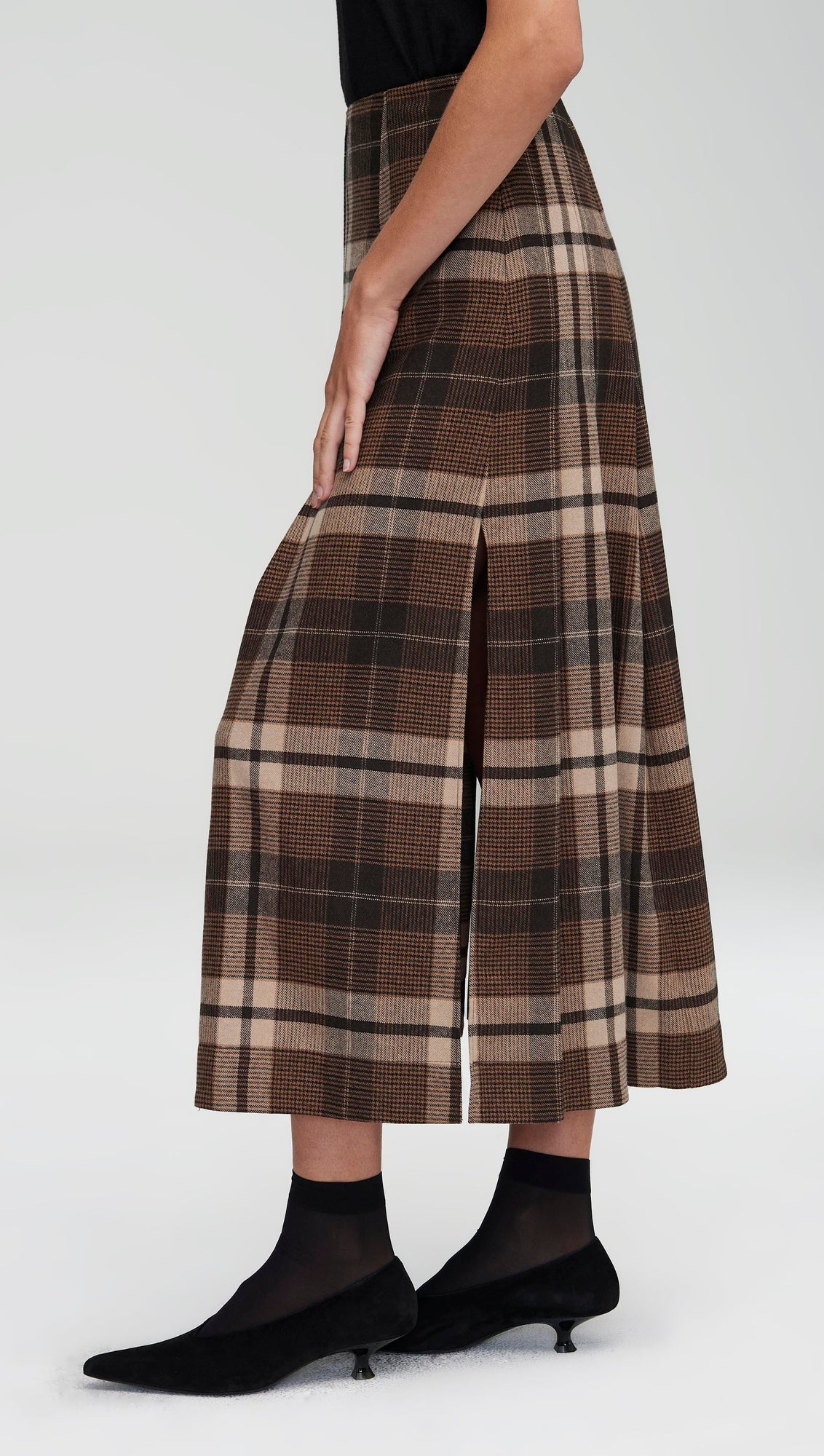 Work Skirt in Wool Plaid | Brown Plaid