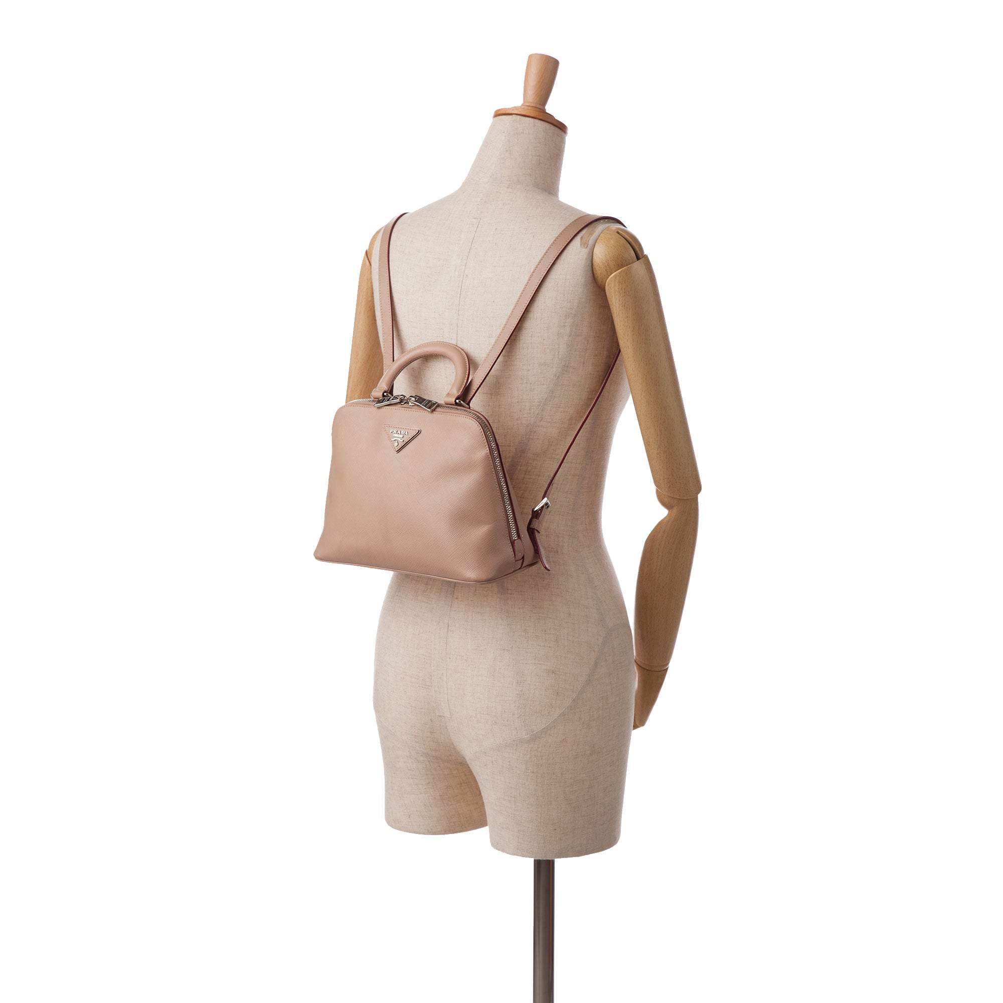 Prada Pre-Owned Saffiano Lux Promenade Backpack | Women | Brown x Nude