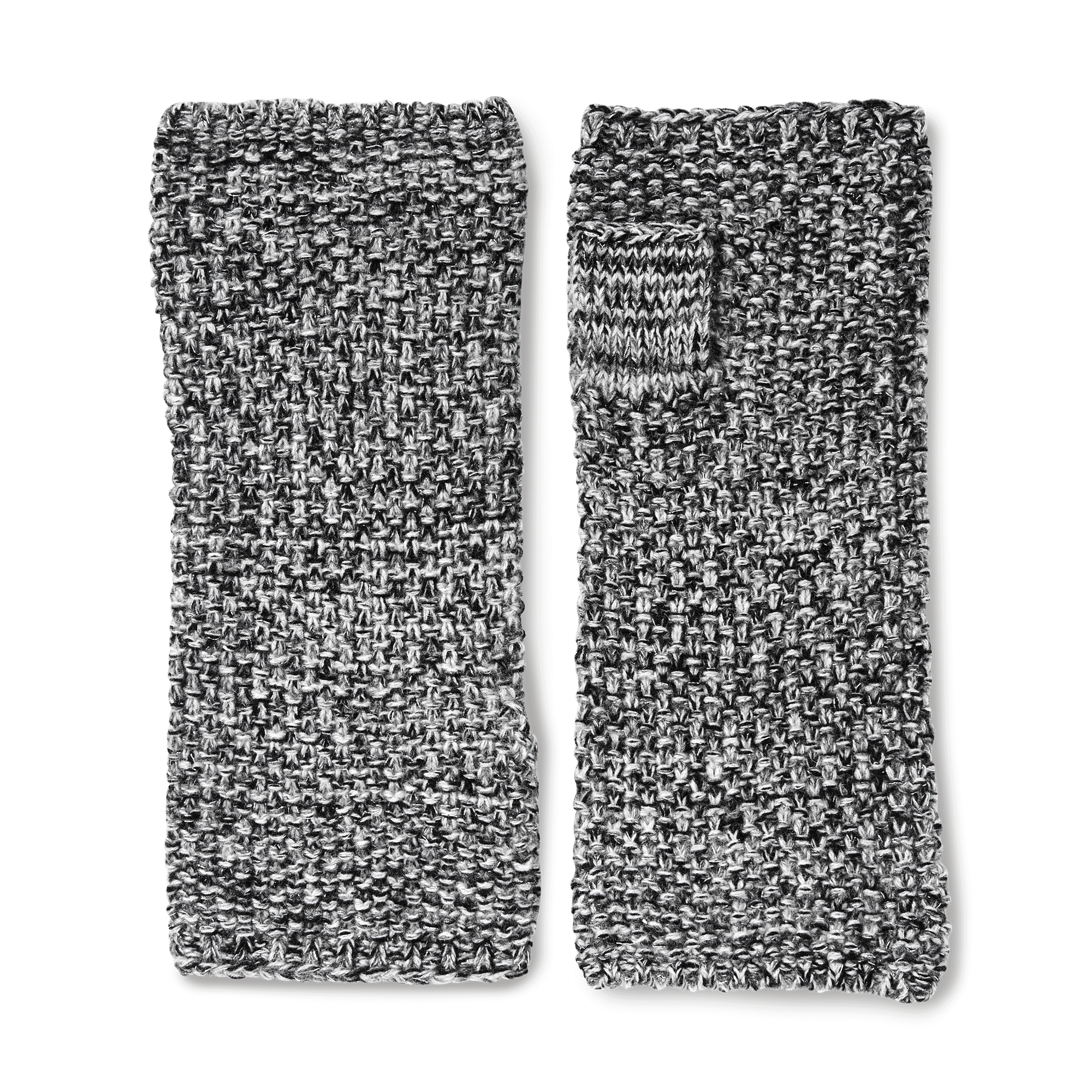 Cashmere Tweeded Fingerless Gloves With Lurex | Black