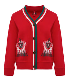 Woolen Knit Cardigan | Red