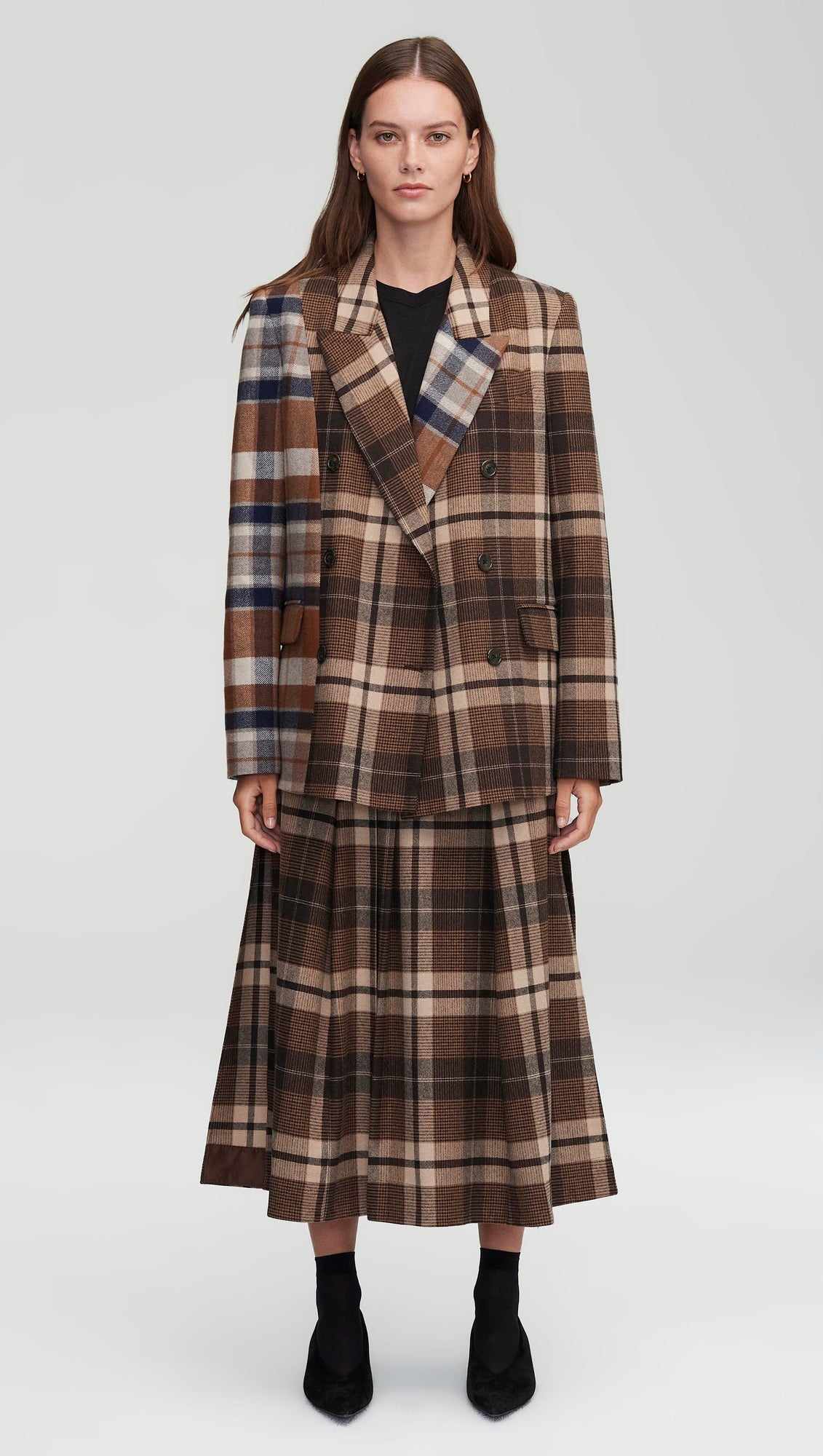 Work Skirt in Wool Plaid | Brown Plaid