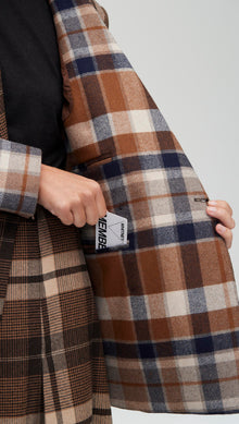 Patchwork Peak Lapel Blazer in Wool Plaid | Brown Plaid