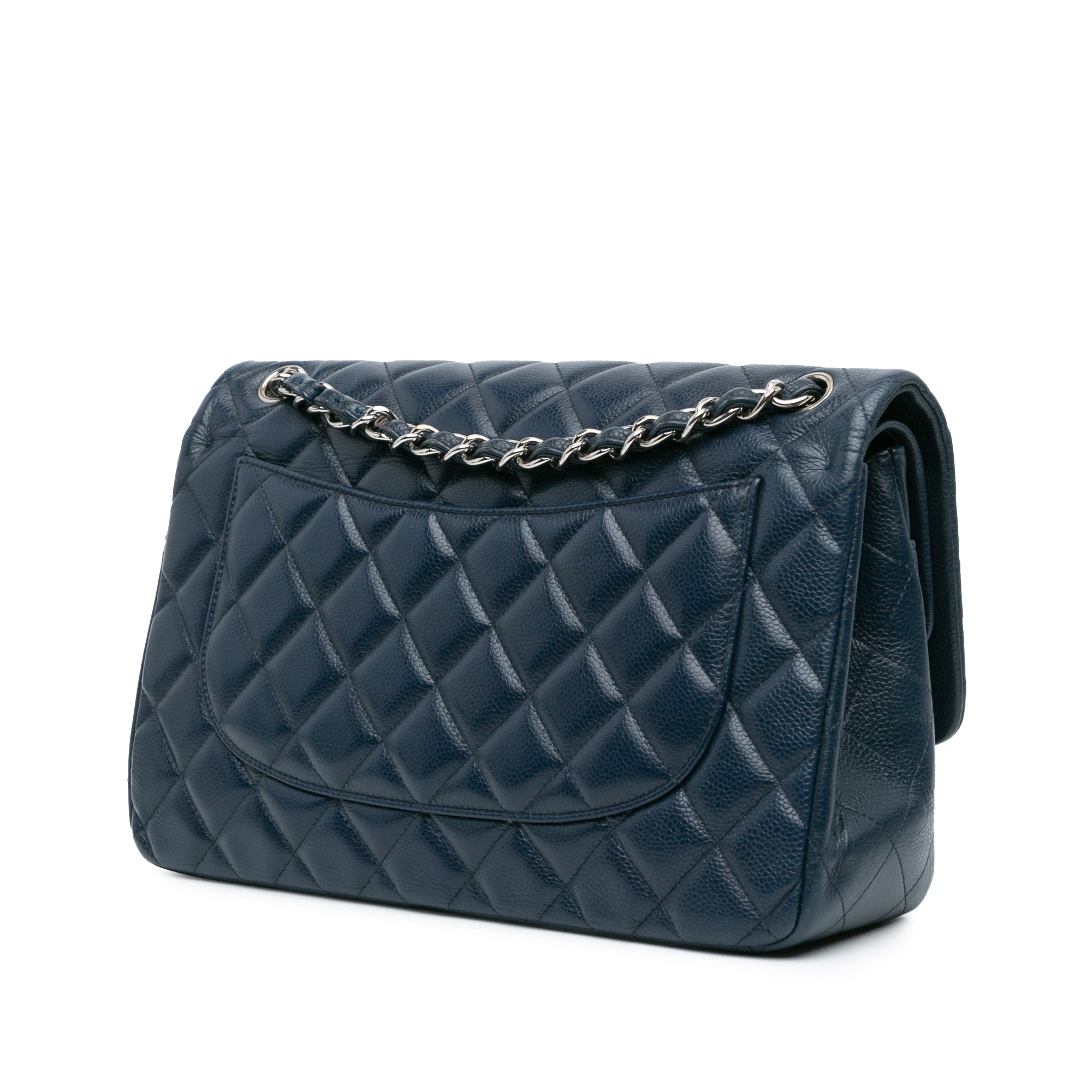 Chanel | Pre-Owned Jumbo Classic Caviar Double Flap | Blue