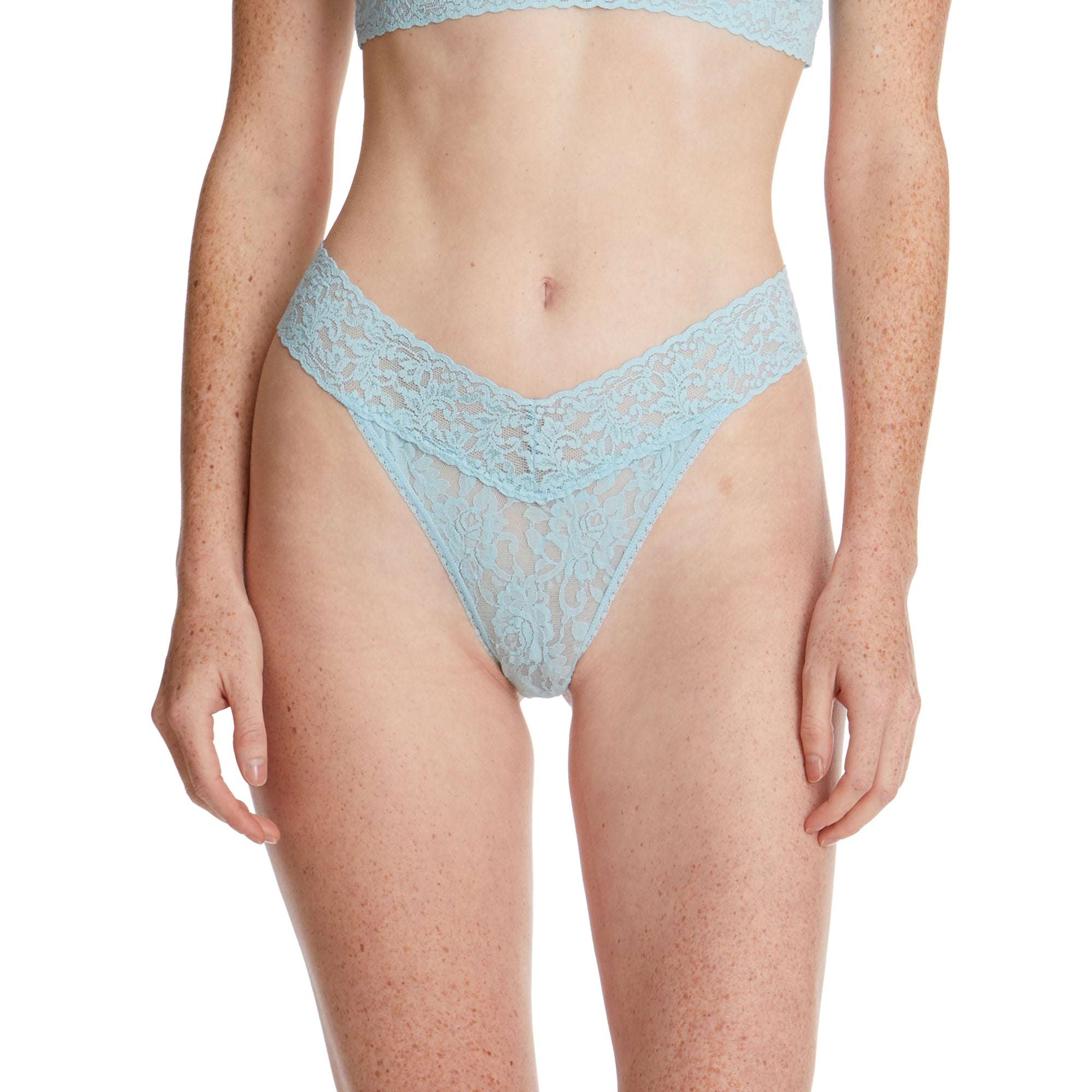 Signature Lace Original Rise Thong | Rain Cloud Blue