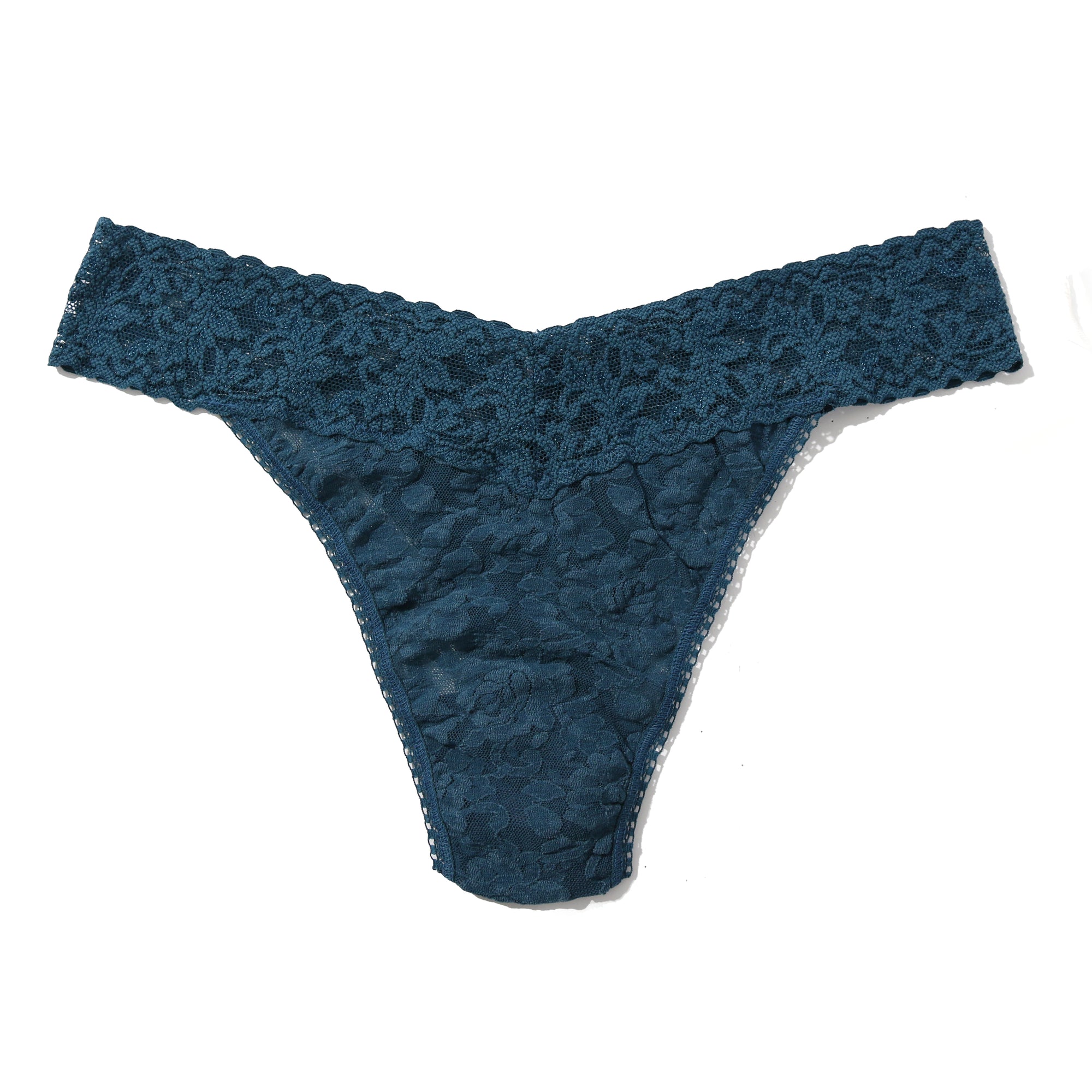 Signature Lace Original Rise Thong | Deep Waters