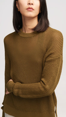 Summer Sweater in Mercerized Cotton | Khaki Green