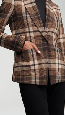 Patch Pocket Blazer in Wool Plaid | Brown Plaid