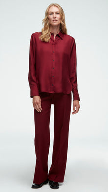 Slim Blouse in Silk Twill | Merlot