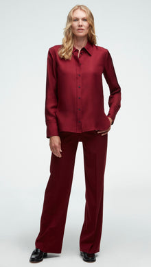 Slim Blouse in Silk Twill | Merlot