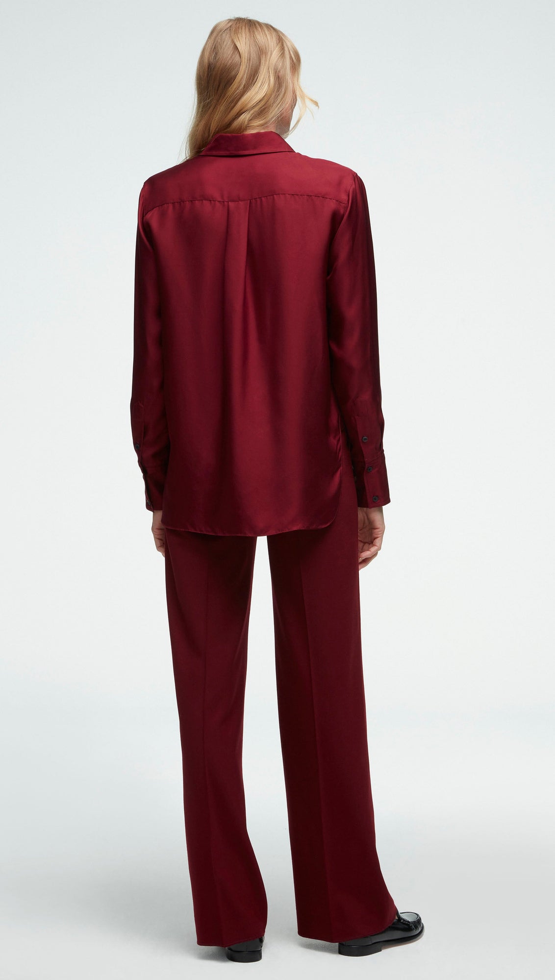 Slim Blouse in Silk Twill | Merlot