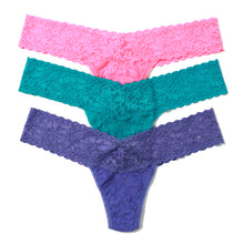 3-Pack Signature Lace Low Rise Thongs | Sizzle Pink/Seabreeze/African Violet