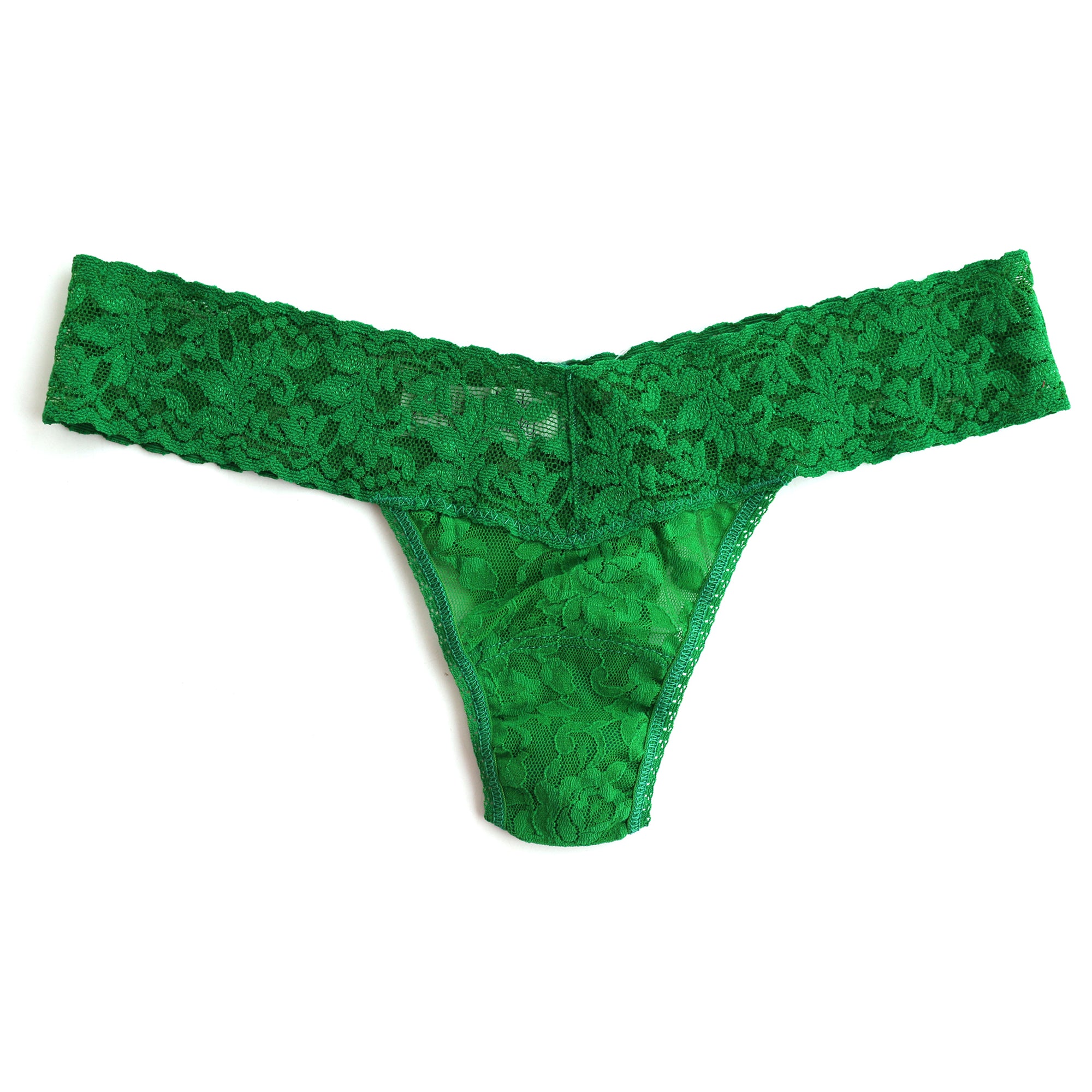 Signature Lace Low Rise Thong | Mistletoe Green