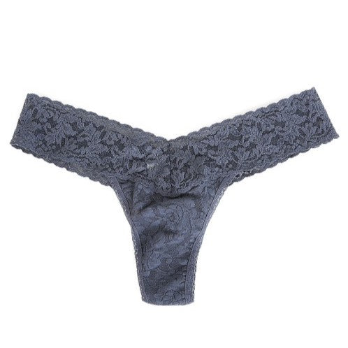 Petite Signature Lace Low Rise Thong | Nightshadow Blue