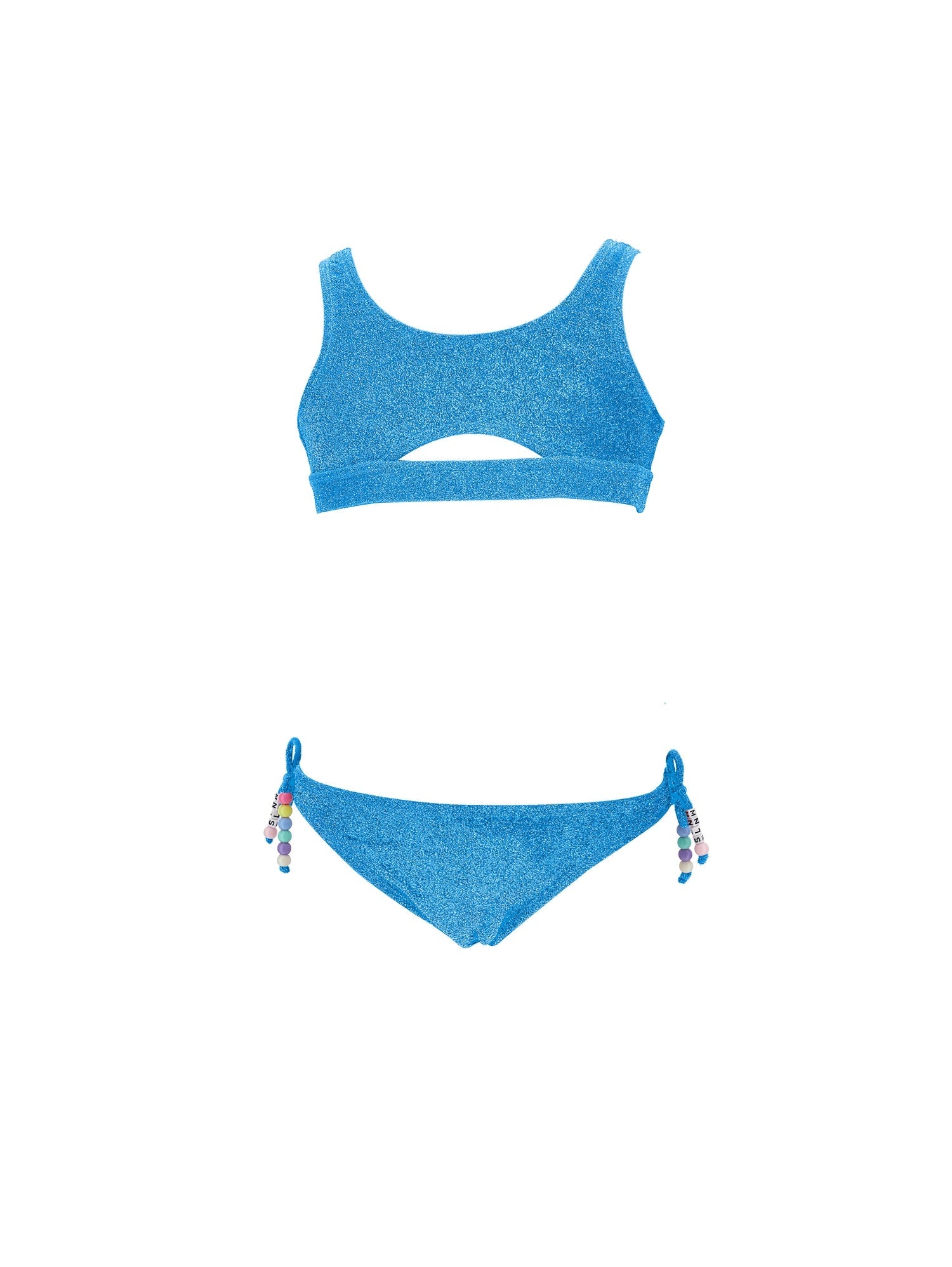 Girls | Lurex Bikini With Bra | Cornflower Blue