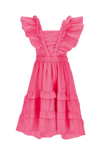 Girls | Poplin Dress With Trim | Peach Pink