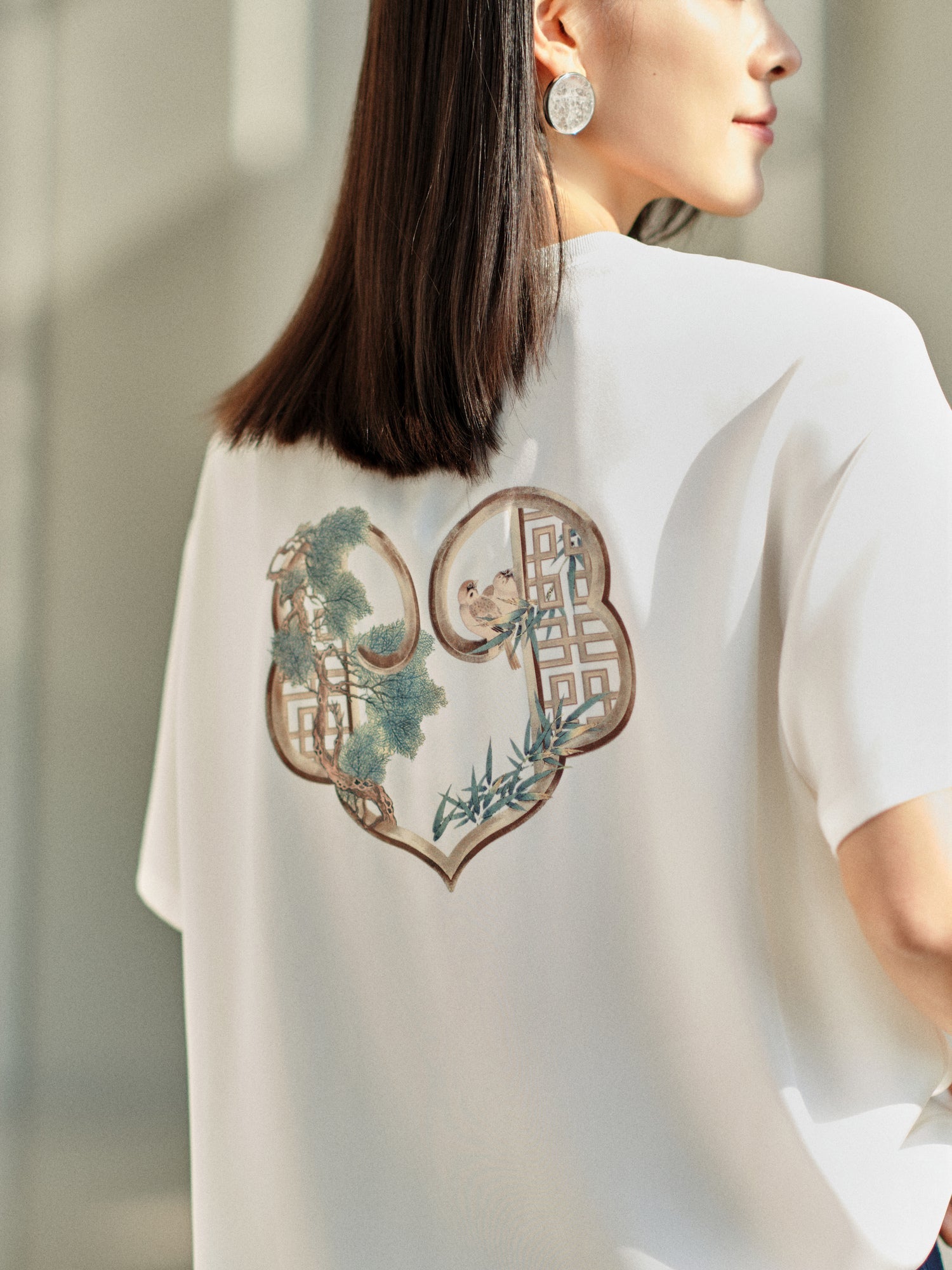 Acetic Acid Square Shoulder T-shirt | White