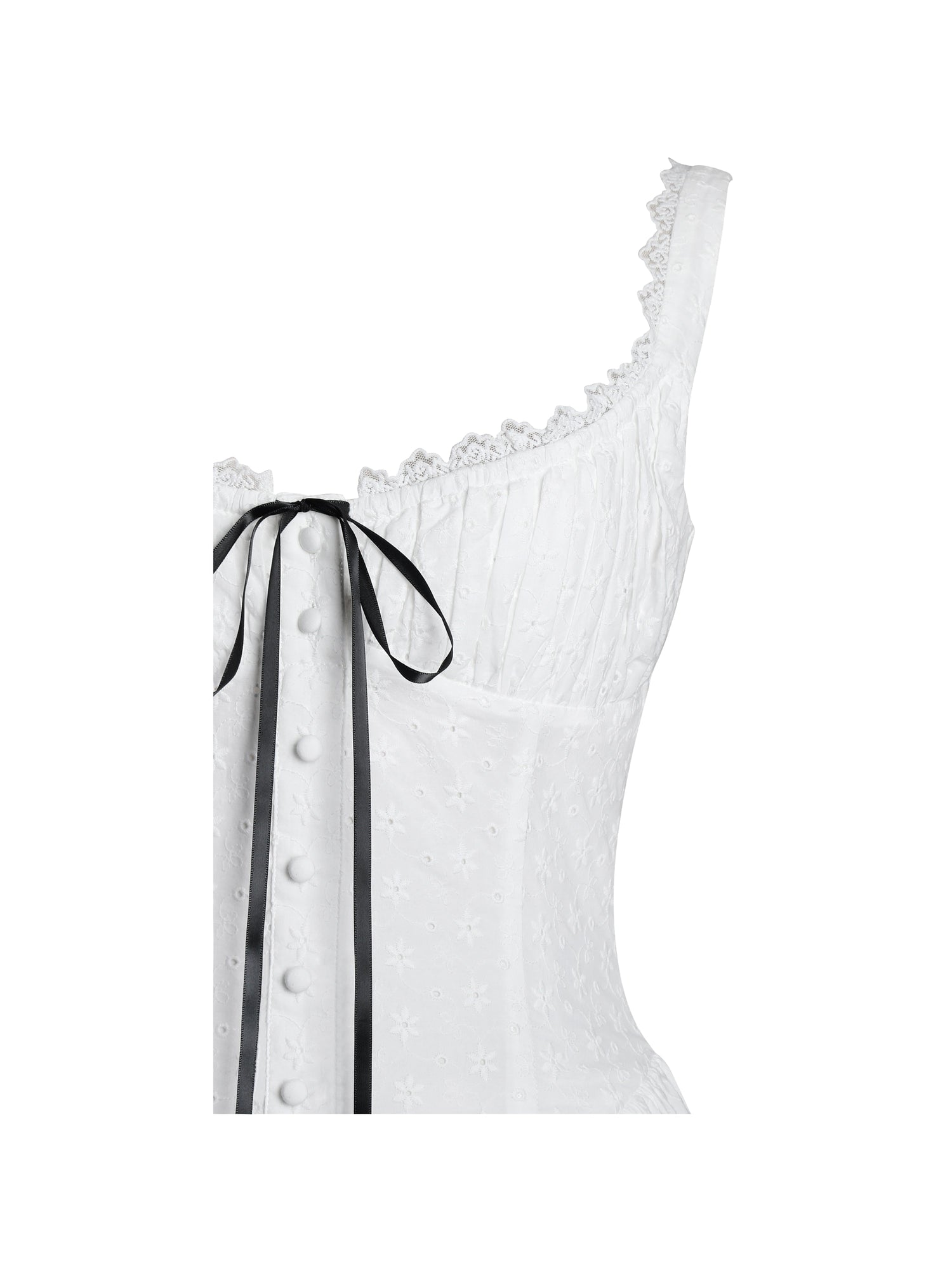 Madison Cotton Eyelet Square Neck Midi Dress | White