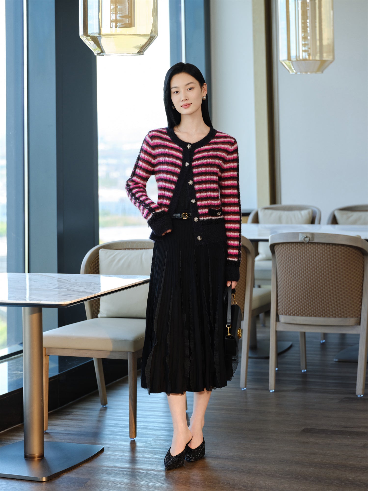 Mohair Knit Cardigan | Pink