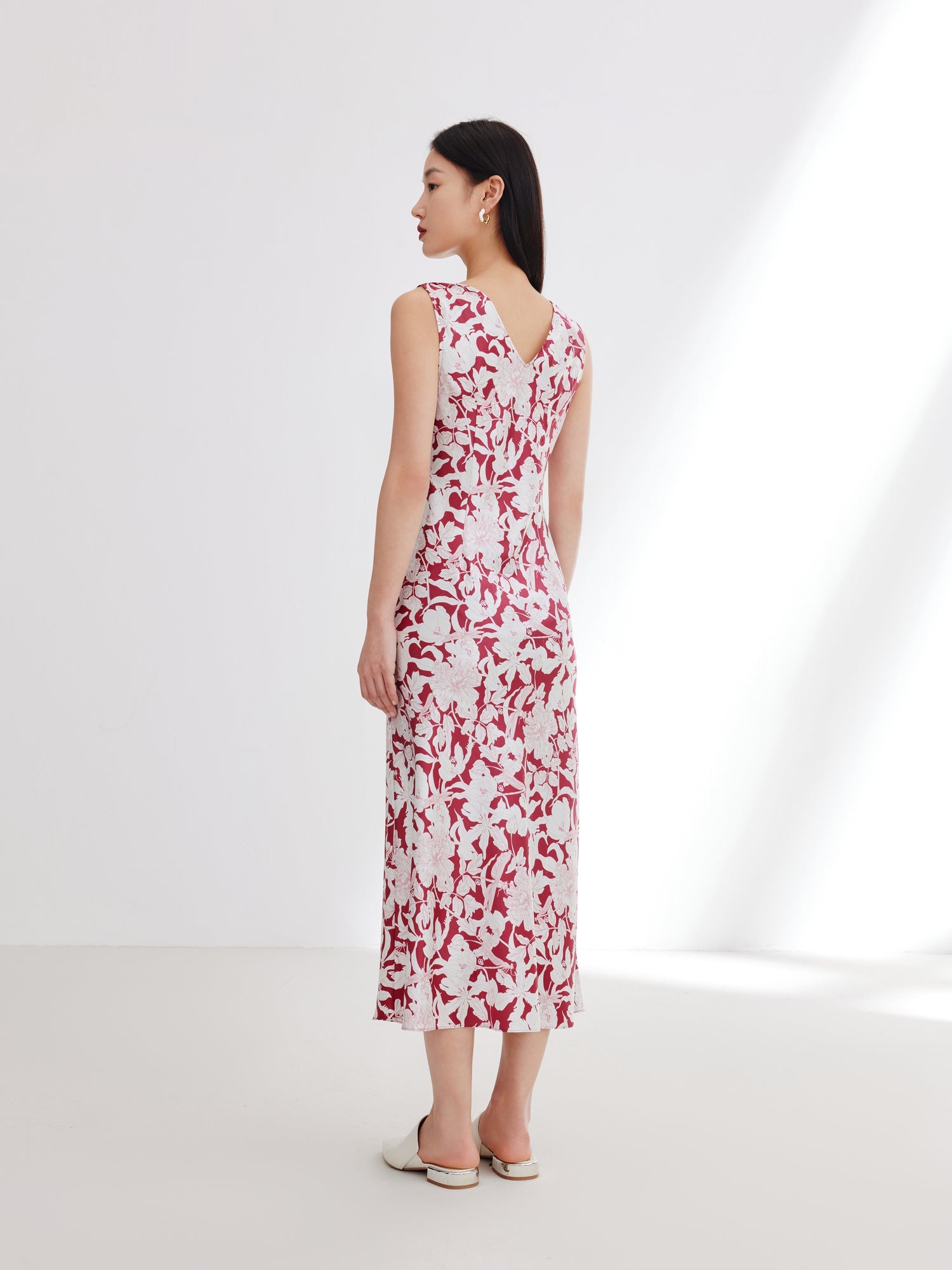 Silk Printed Dress | Red
