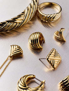 14K Gold Plated Botanica Braided Statement Band Rings For Women Ana Luisa Lydia