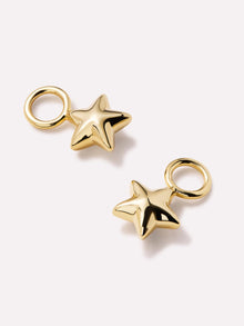 Puffy Star Earring Charms | 14K Gold on Brass