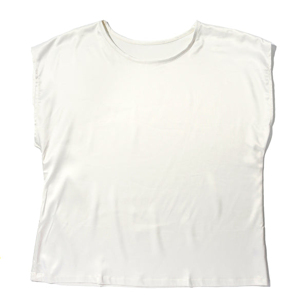 Satin Sleep Cap Sleeve Tee | Light Ivory